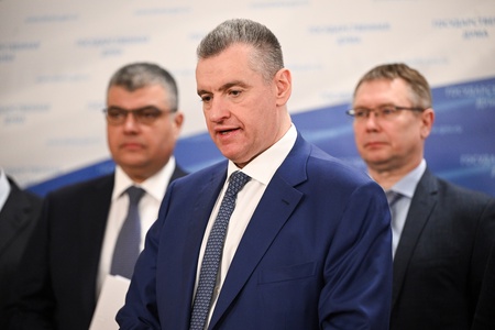 Пресс-подход фракции ЛДПР в ГД во главе с Леонидом Слуцким 9.04.2025