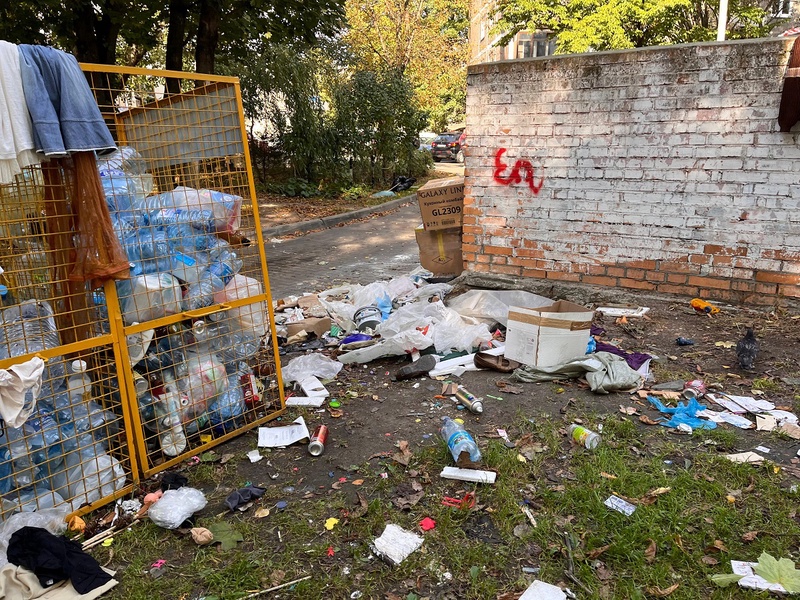 Шприцы и бутылки: жители Калининграда пожаловались на мусорку во дворе дома