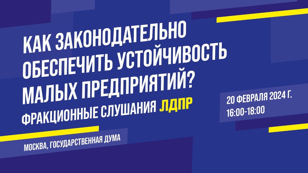 В Думе пройдут большие фракционные слушания ЛДПР по вопросу устойчивости малого бизнеса