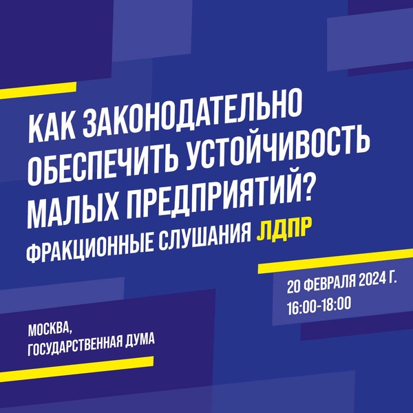 ЛДПР проведет фракционные слушания по устойчивости малого бизнеса в Госдуме 20 февраля