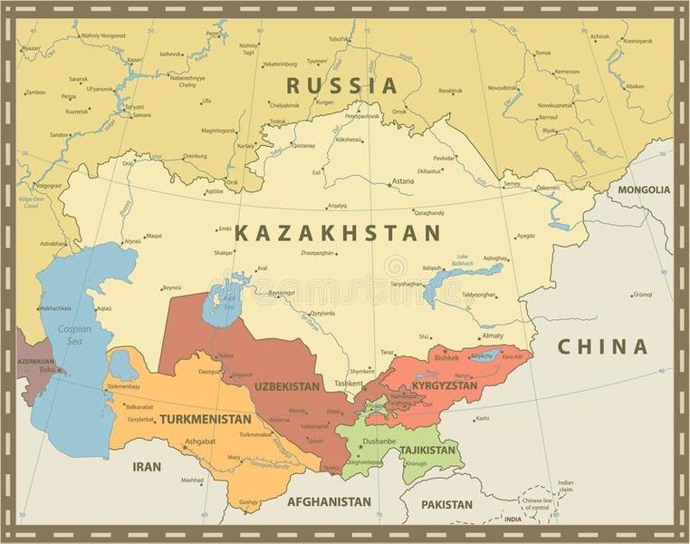 Карта средней азии и казахстана